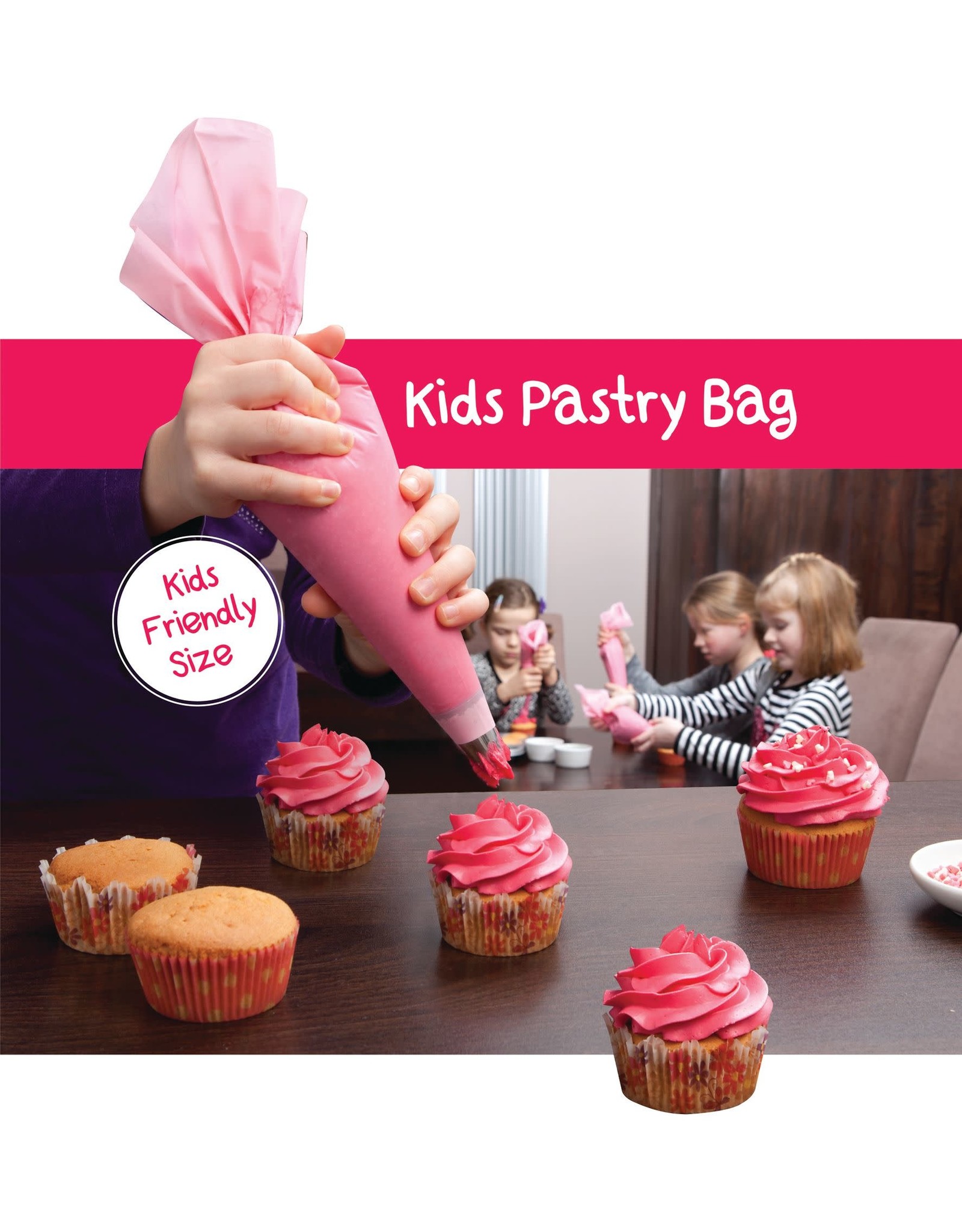 One way Kids Pastry Bag - 300x170mm - Pink - rol 10 stuks