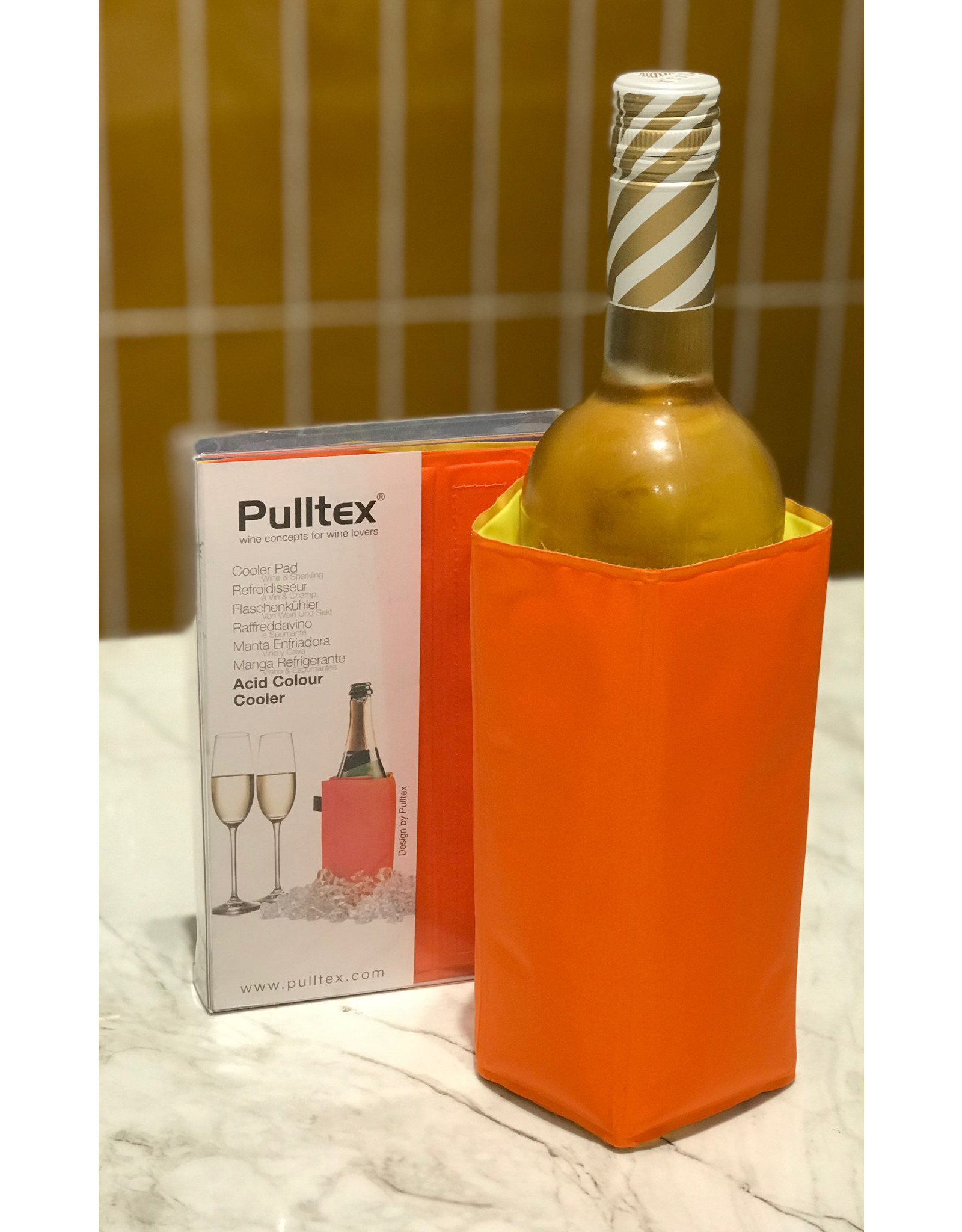 Pulltex Wijn/ champagnekoeler oranje/geel