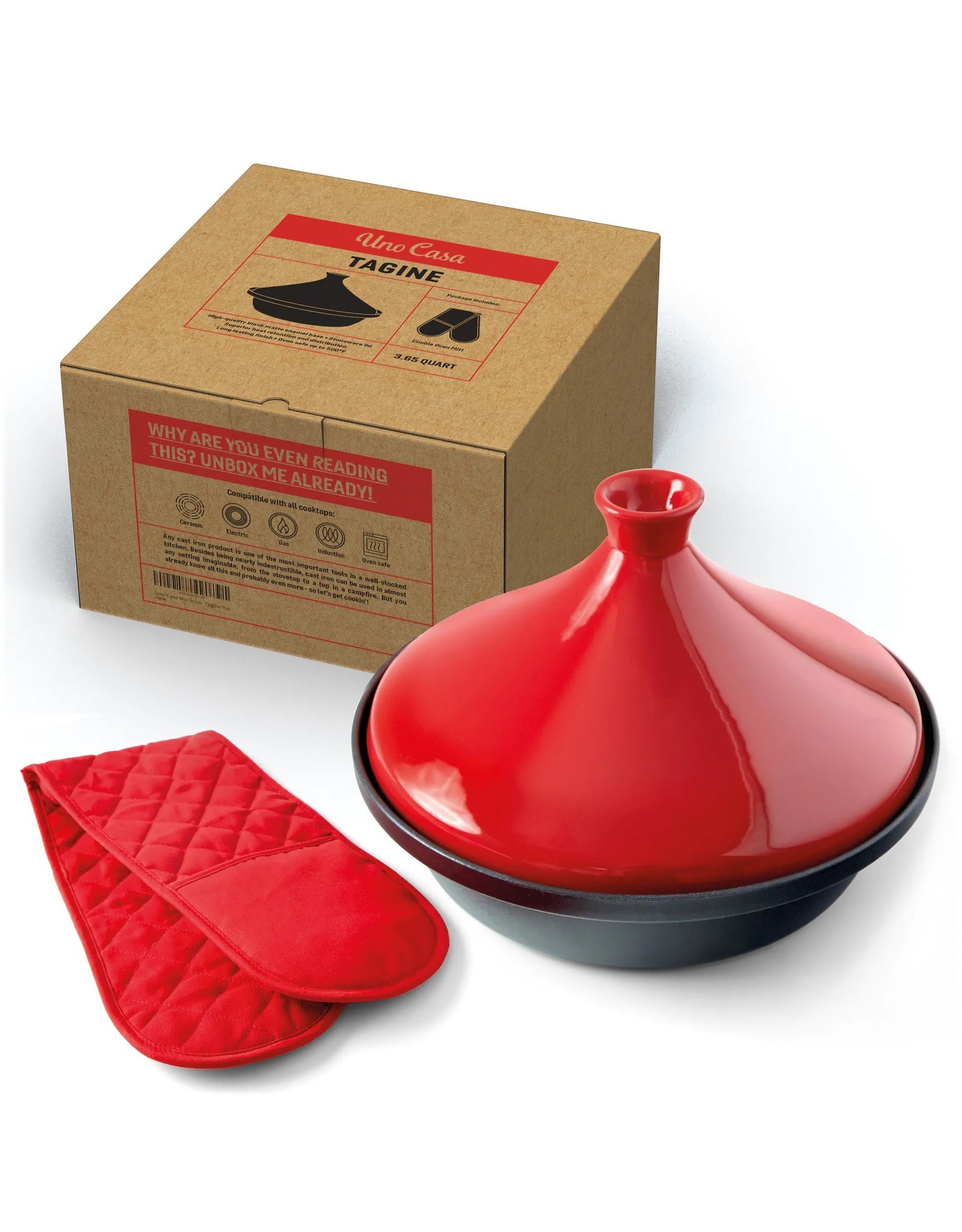 Uno Casa Tagine 29.5 cm gietijzer met keramische deksel