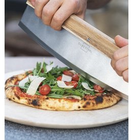 SILBERTHAL Pizza Wiegemesser - Holzgriff - ideal für Pizza und Kräuter - Edelstahlklinge