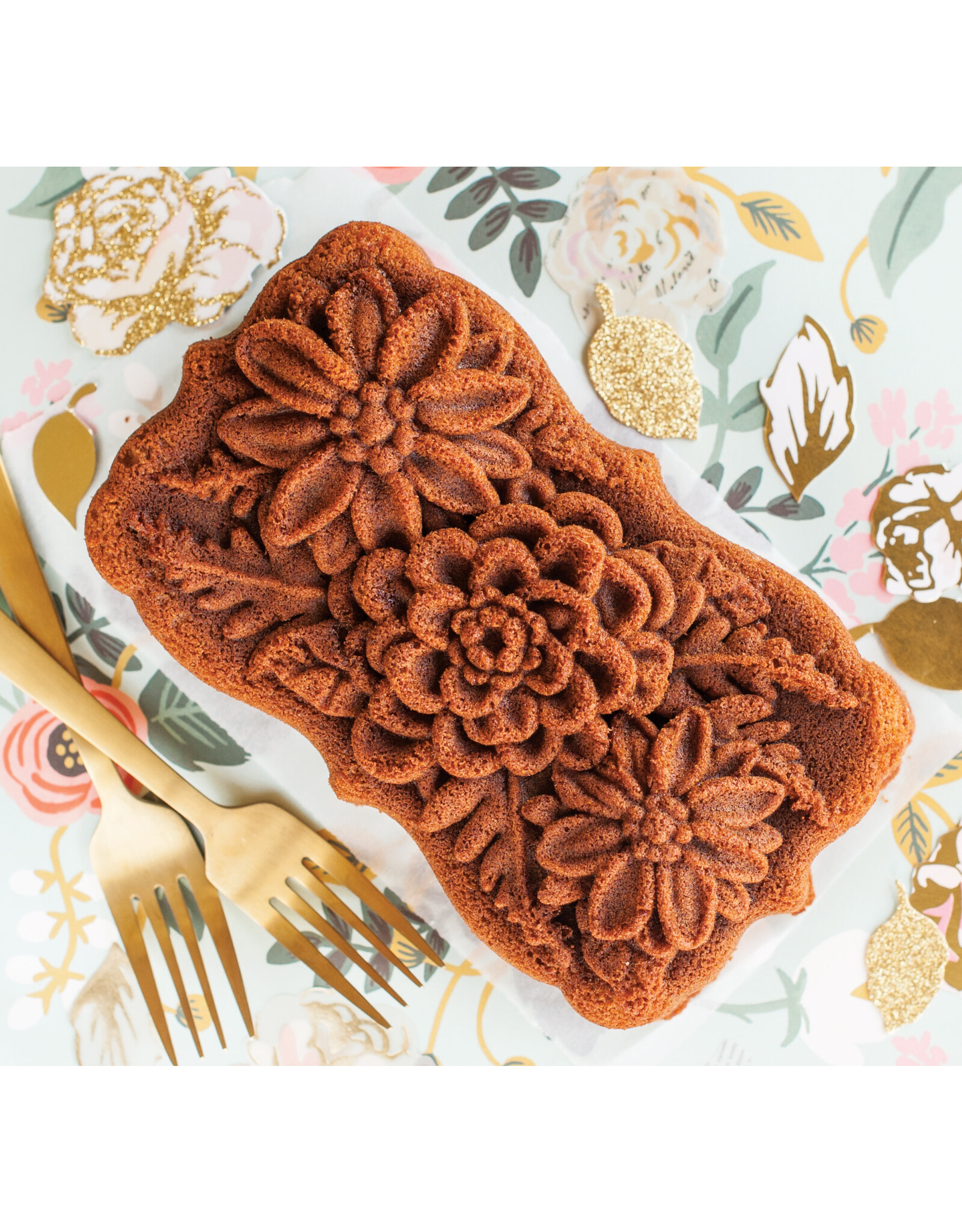 Nordic Ware Toffee Wildflower loaf pan