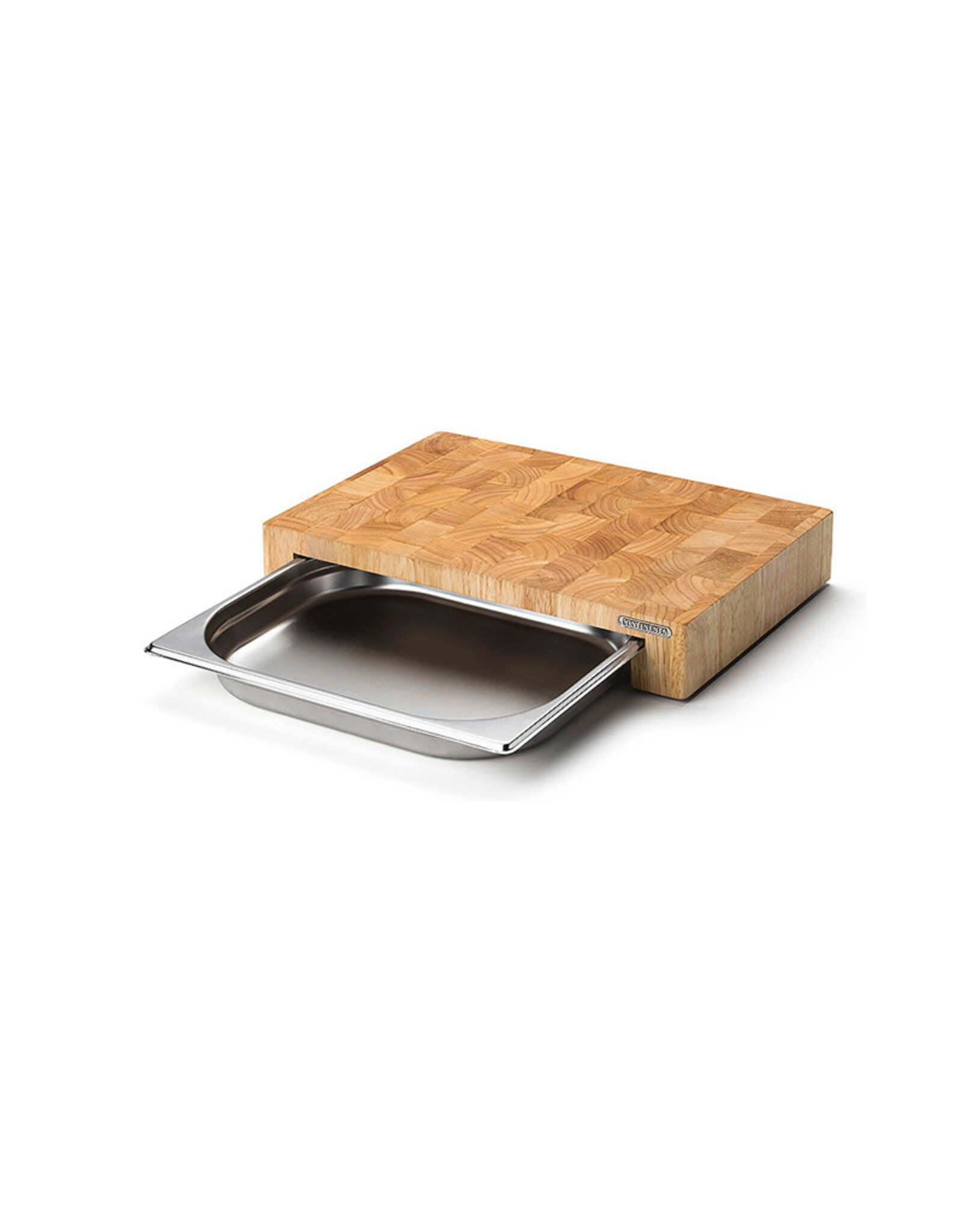 CONTINENTA Snijplank kopshout met rvs lade 39x27x6,5cm (rubberwood)