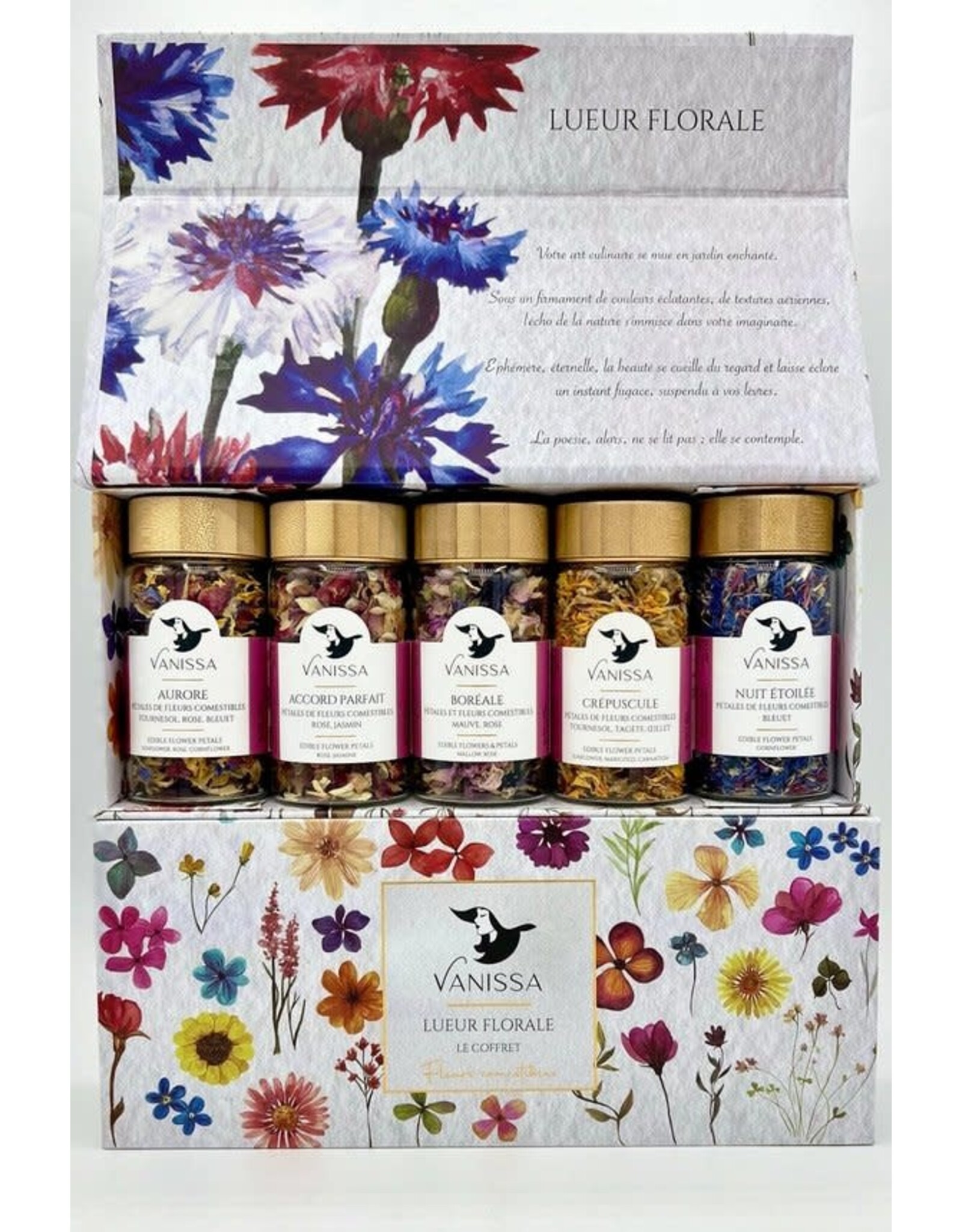 Vanissa Eetbare gedroogde bloemblaadjes Lueur Florale /Bloemengloed - The Box : Assortiment eetbare bloemblaadjes