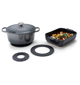 CONTINENTA Onderzetter set van 2 Duracore black Ø20x0,6 cm