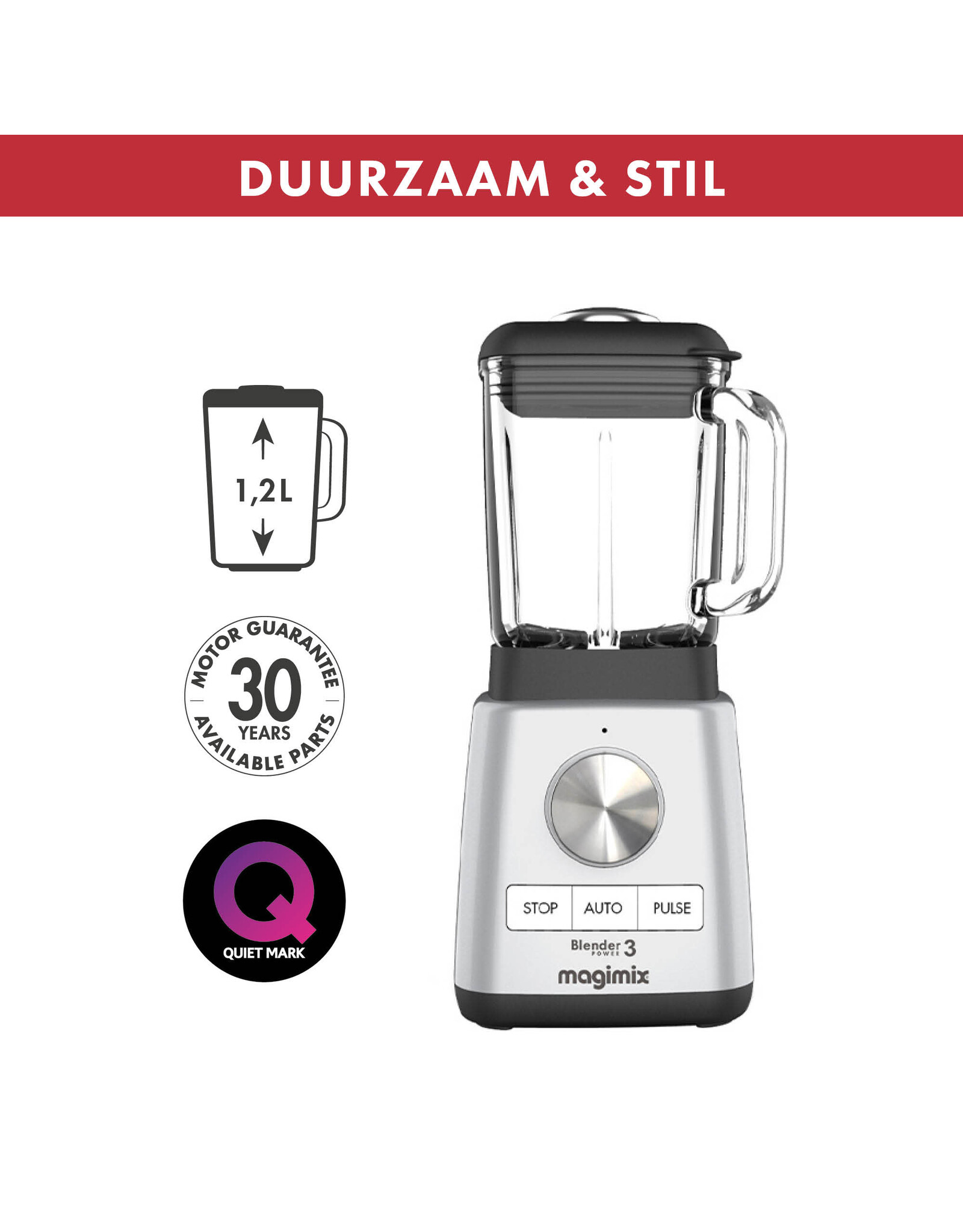 Magimix Blender Power 3 mat chroom