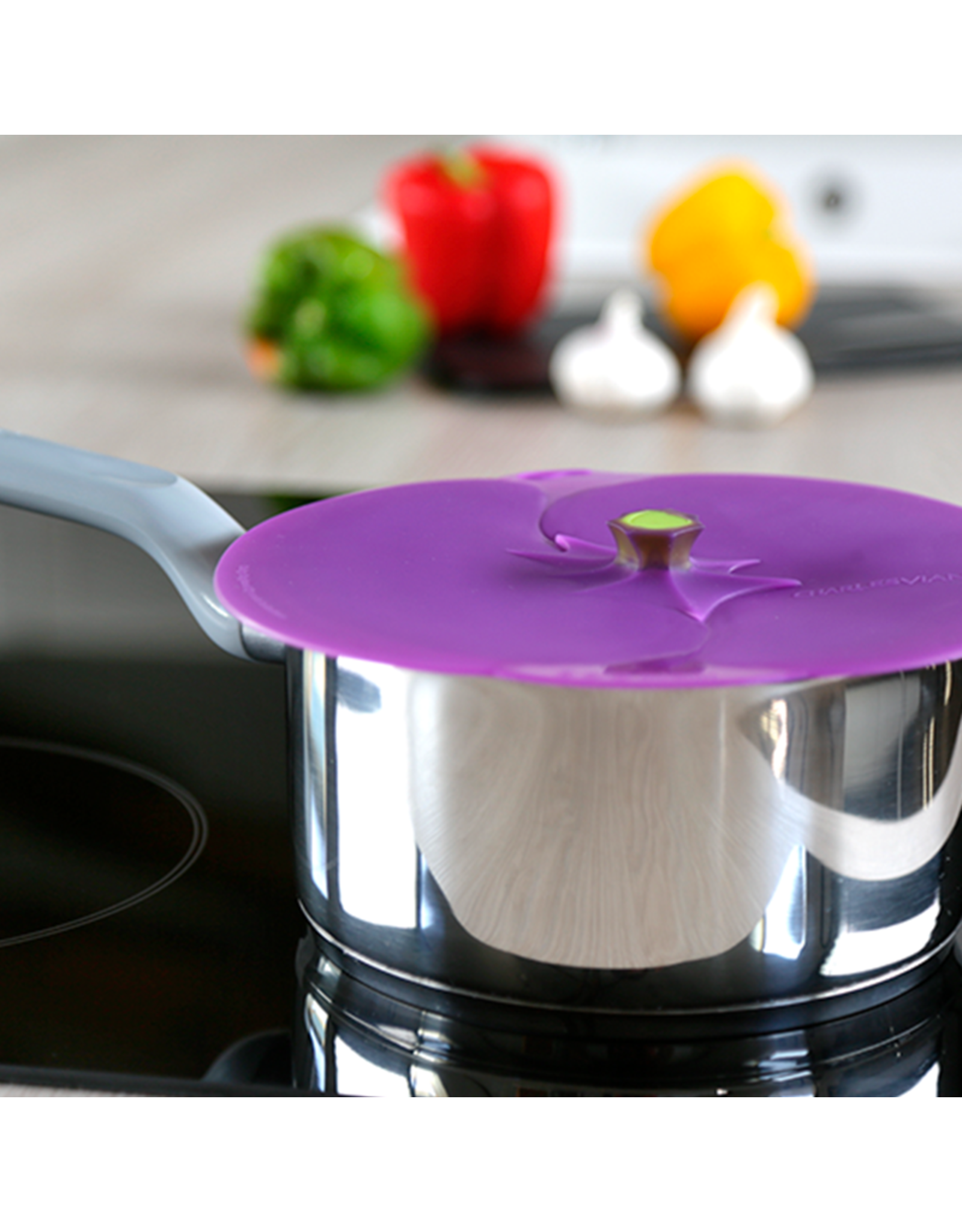 Charles Viancin silicone deksel Aubergine/eggplant 20 cm
