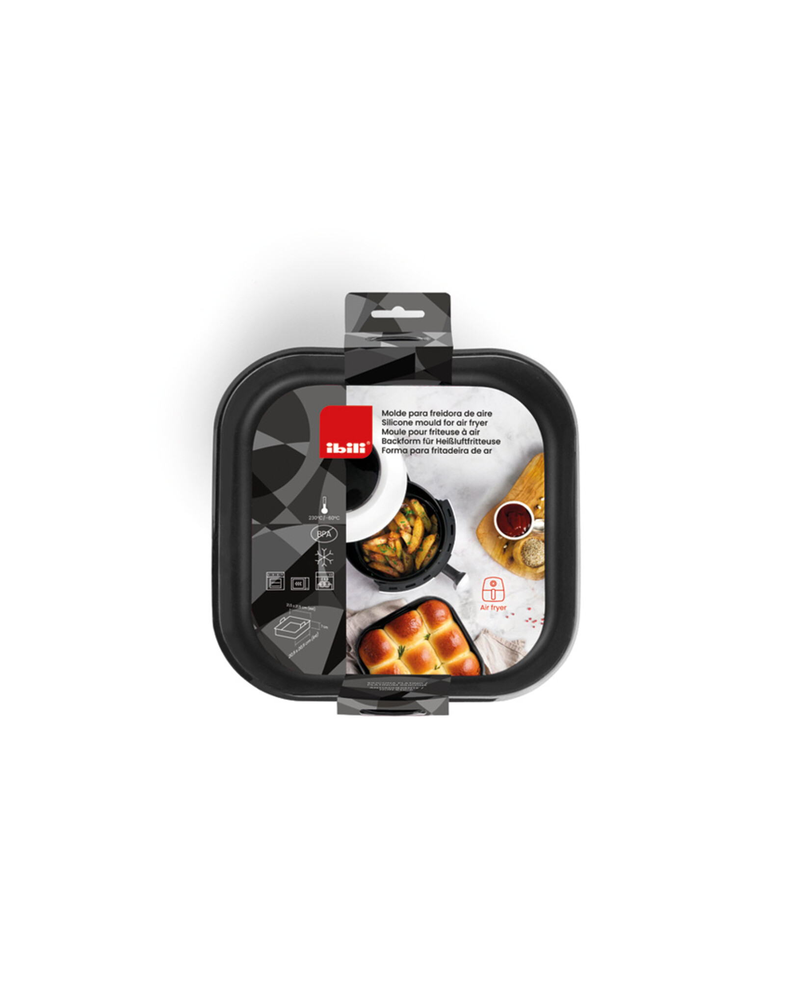 Ibili Siliconen bakvorm voor AirFryer 20x20x7 cm grijs