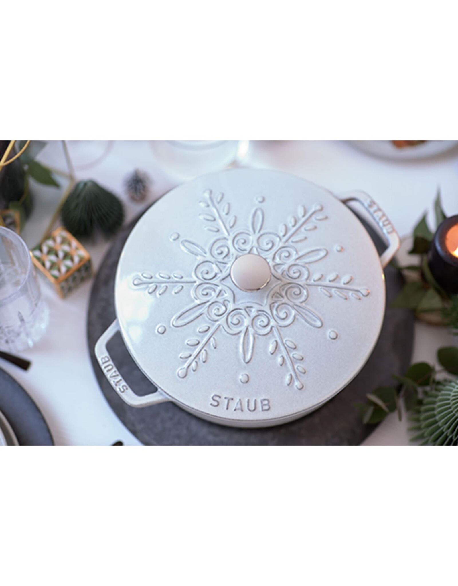 Staub Braadpan Snowflake 24 cm - white truffle 3,6 l