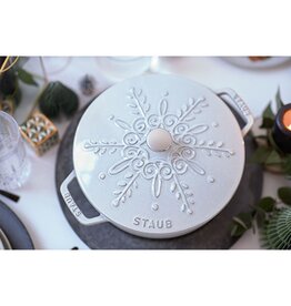 Staub Braadpan Snowflake 24 cm - white truffle 3,6 l