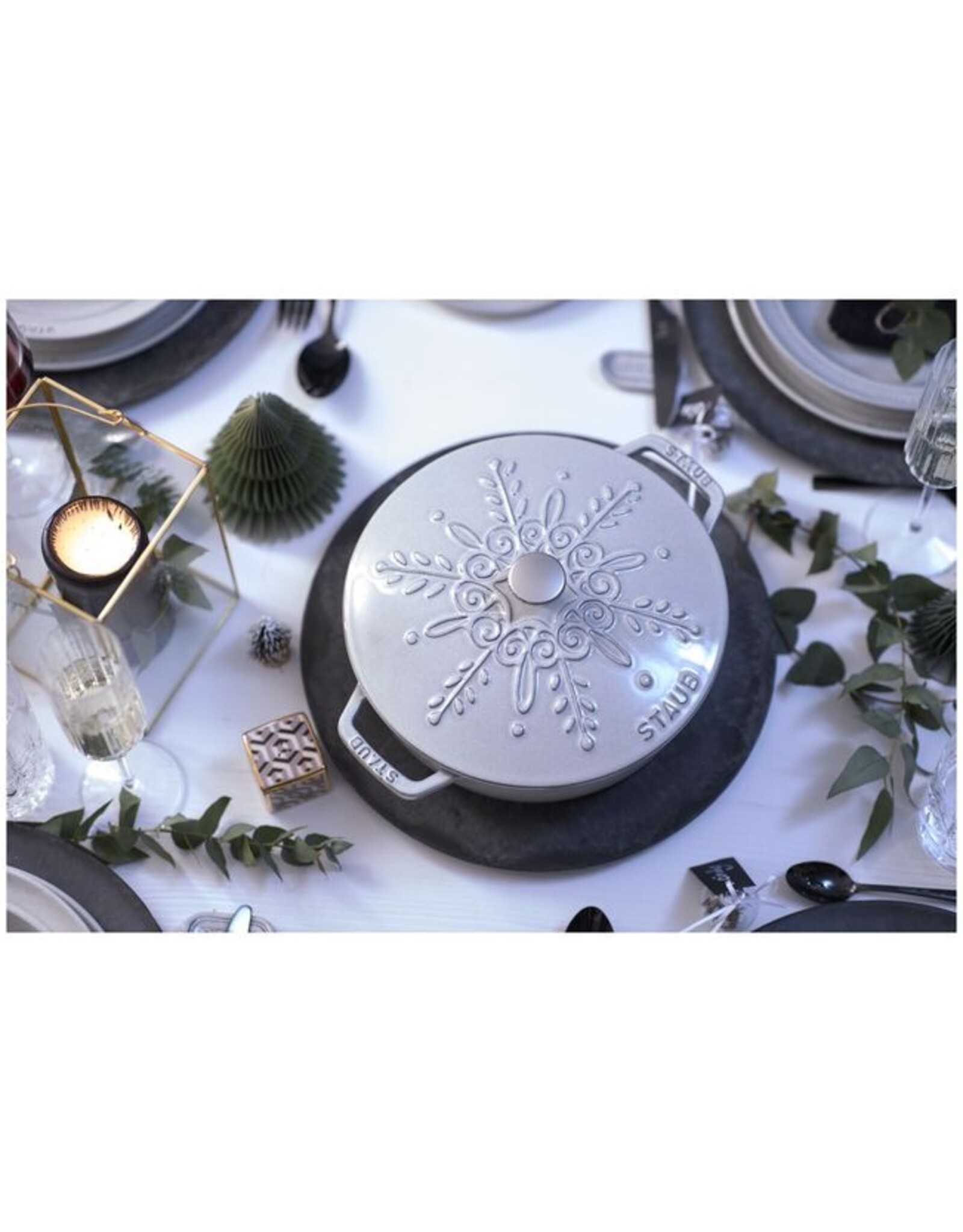 Staub Braadpan Snowflake 24 cm - white truffle 3,6 l