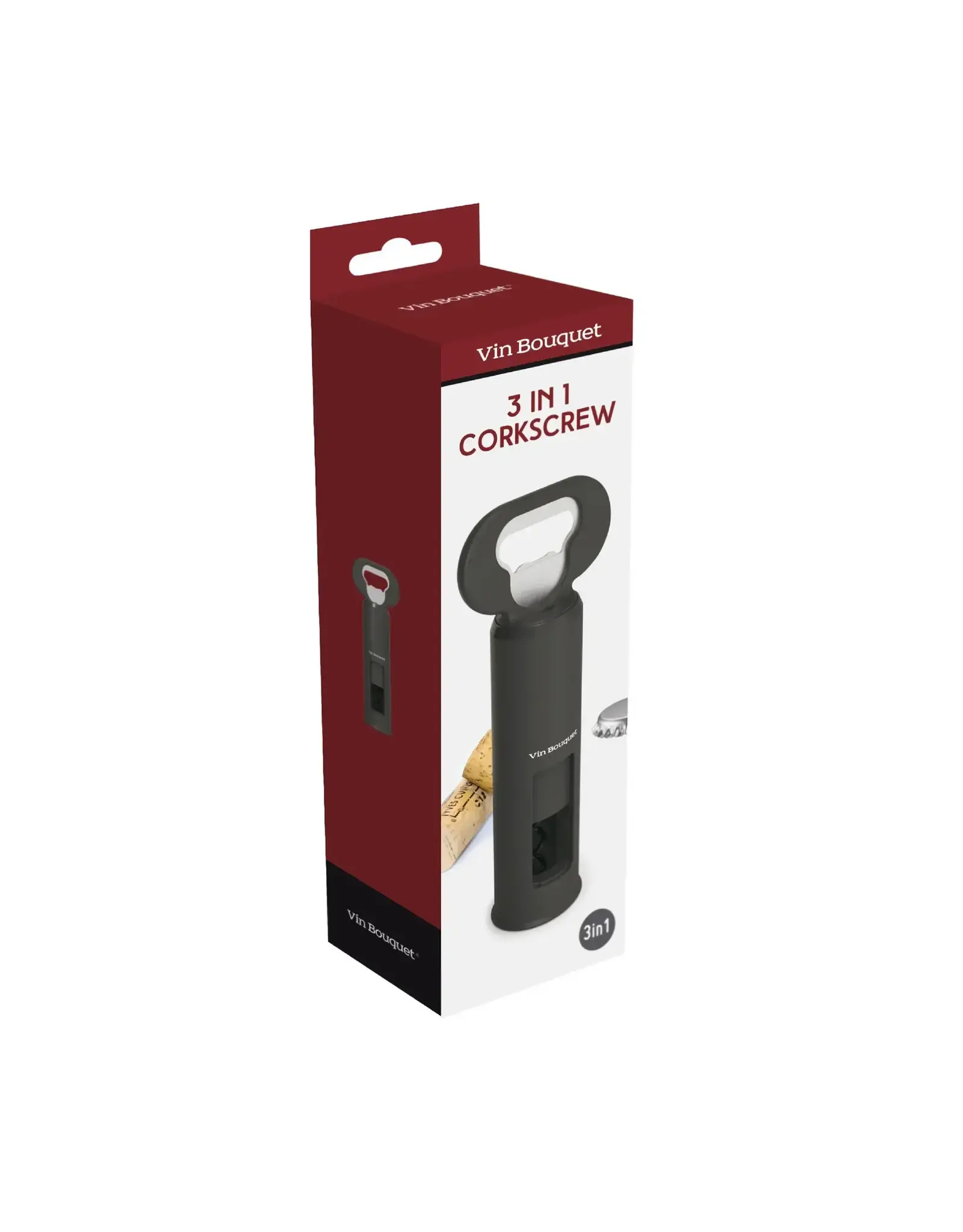 Vin Bouquet Wijnopener 3 in 1 zwart