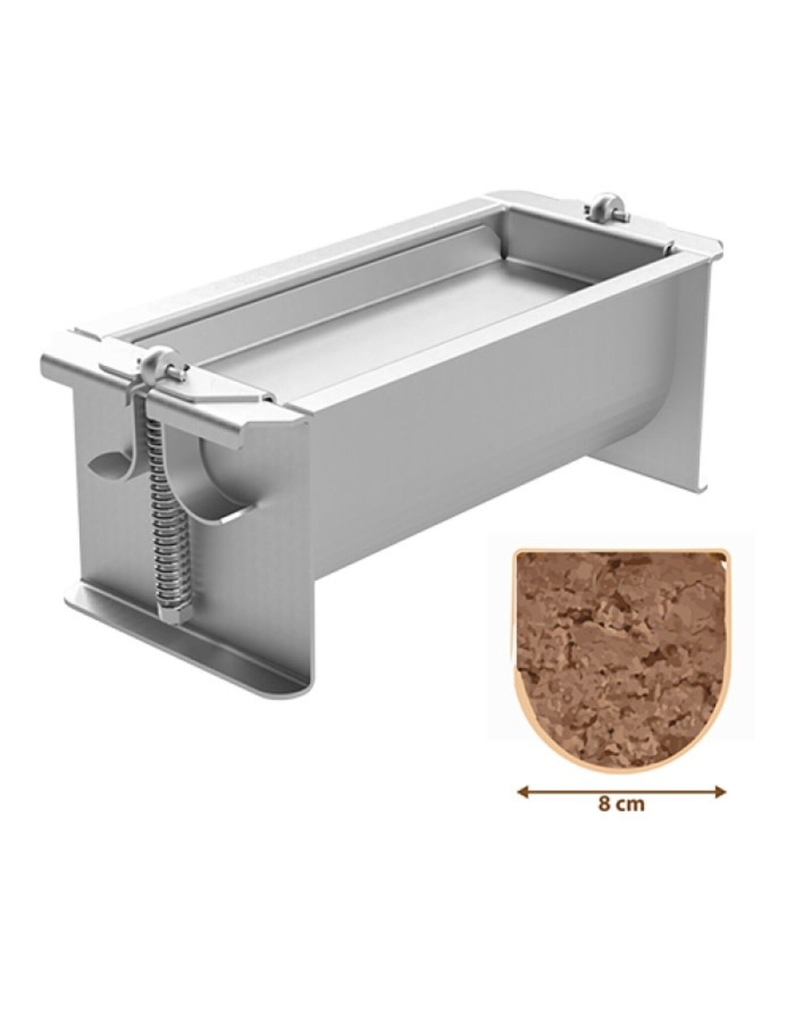 patévorm 8,0(H)x20x8,0cm rvs half rond