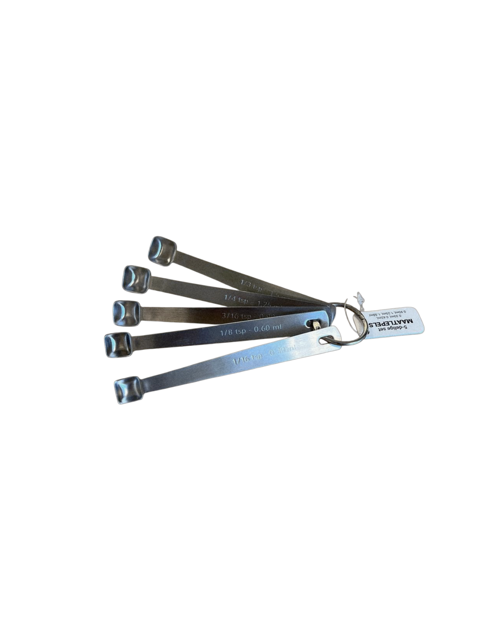 Maatlepels 5 delige set teaspoon 1/16, 1/8, 3/16, 1/4, 1/3