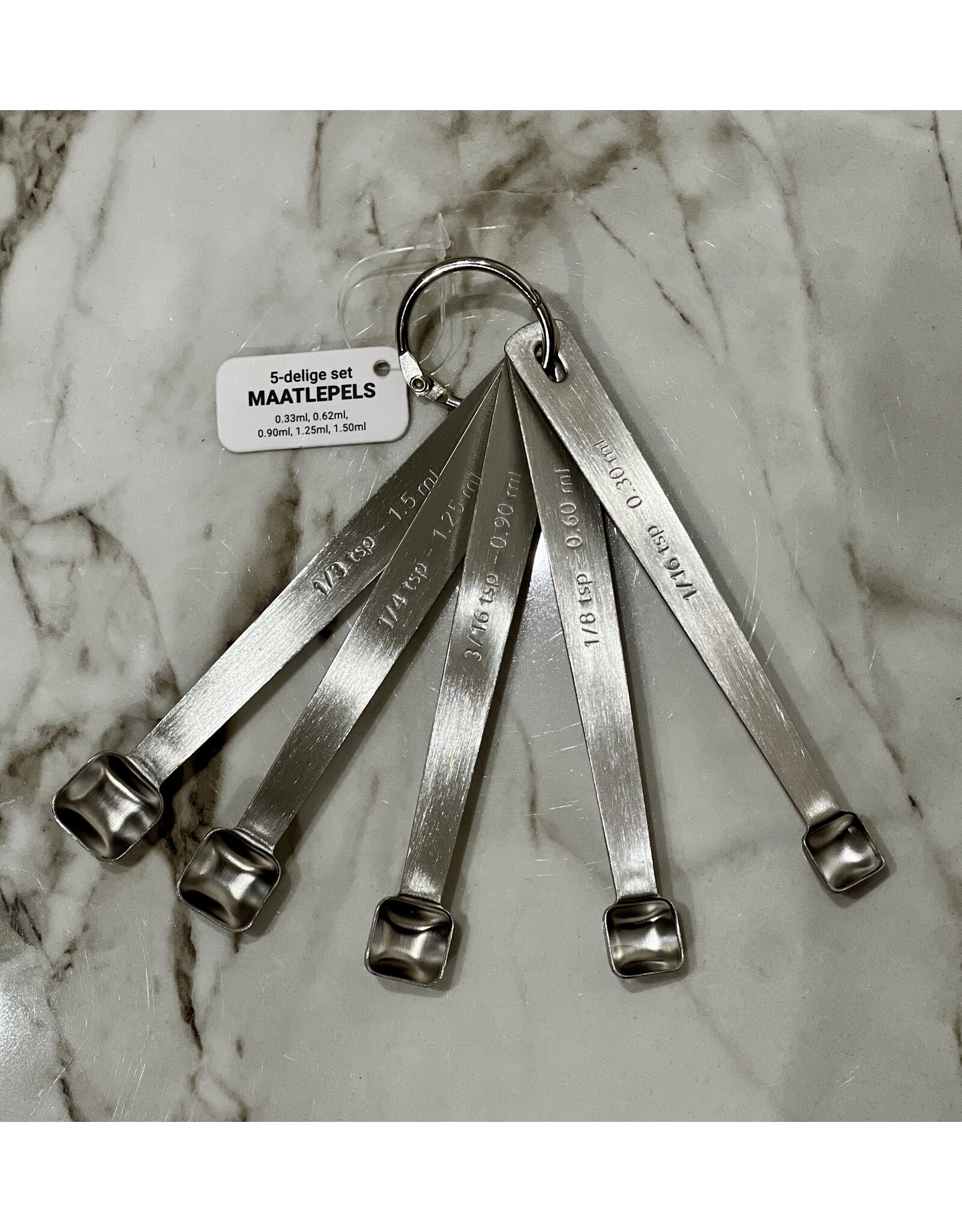 Maatlepels 5 delige set teaspoon 1/16, 1/8, 3/16, 1/4, 1/3