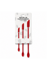 Set van 3 mini spatels potten- en flessenlikkers, rood