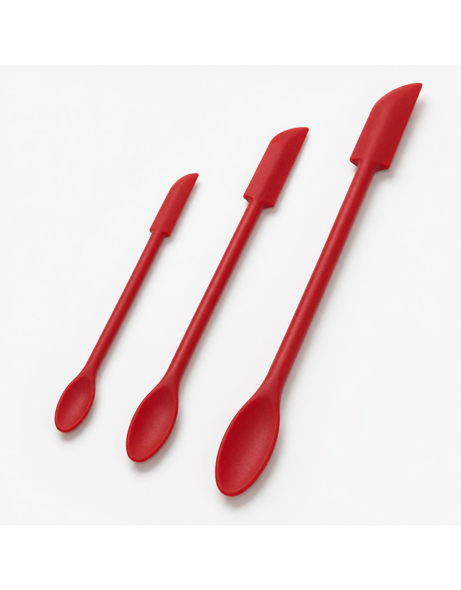 Set van 3 mini spatels potten- en flessenlikkers, rood