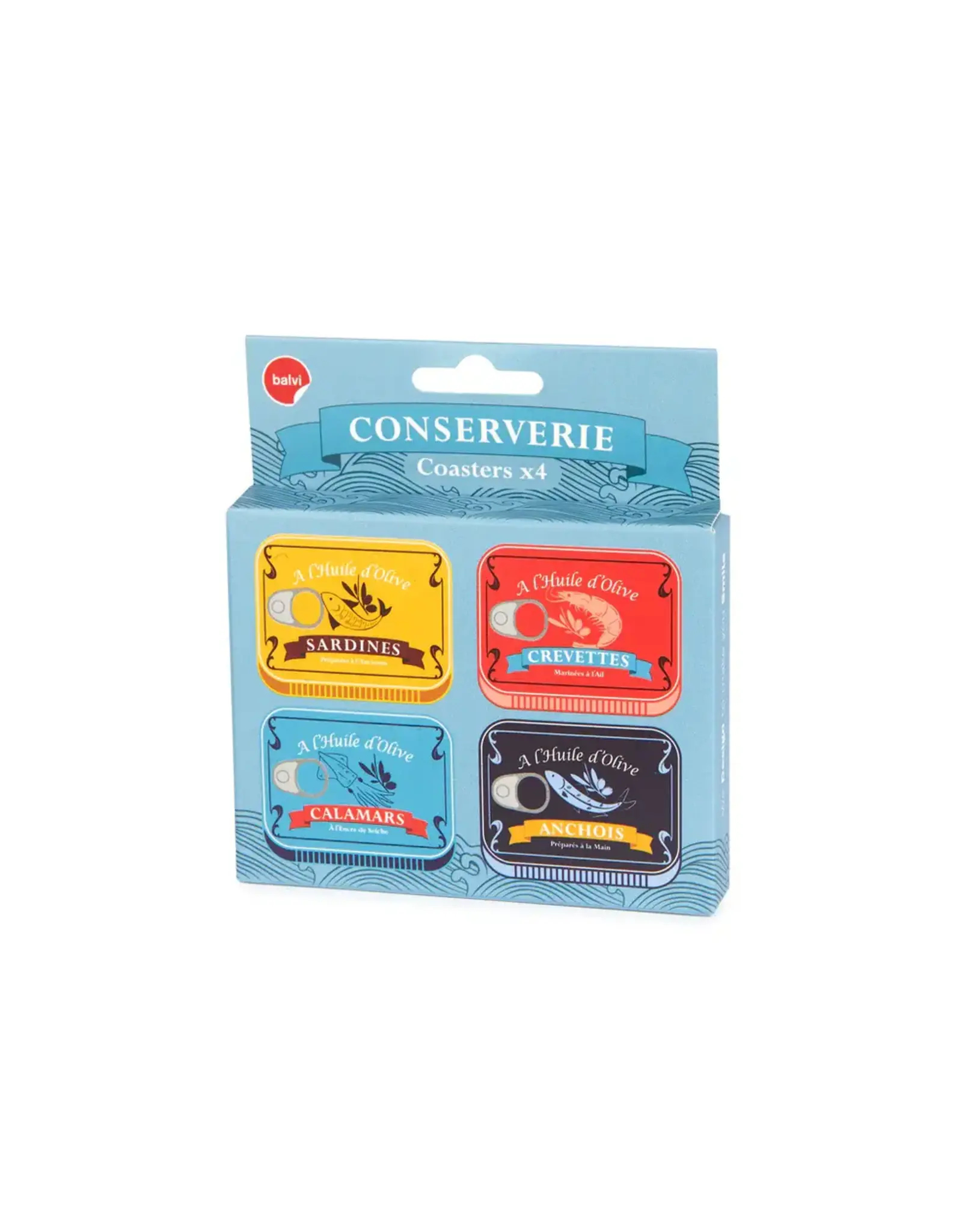Balvi Glazenonderzetters "Conserverie" 4 stuks