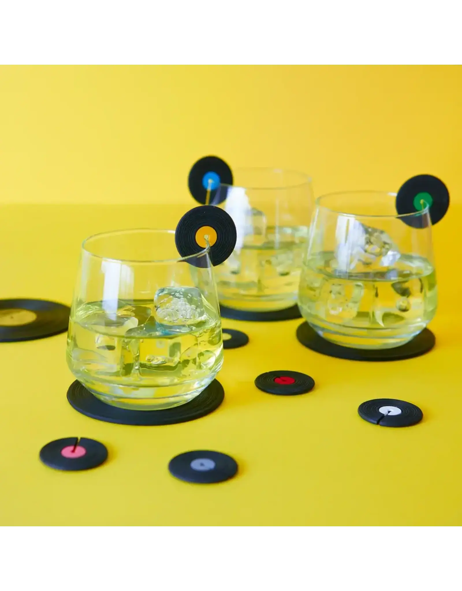 Balvi Glas onderzetters "Vinyl" 4 stuks
