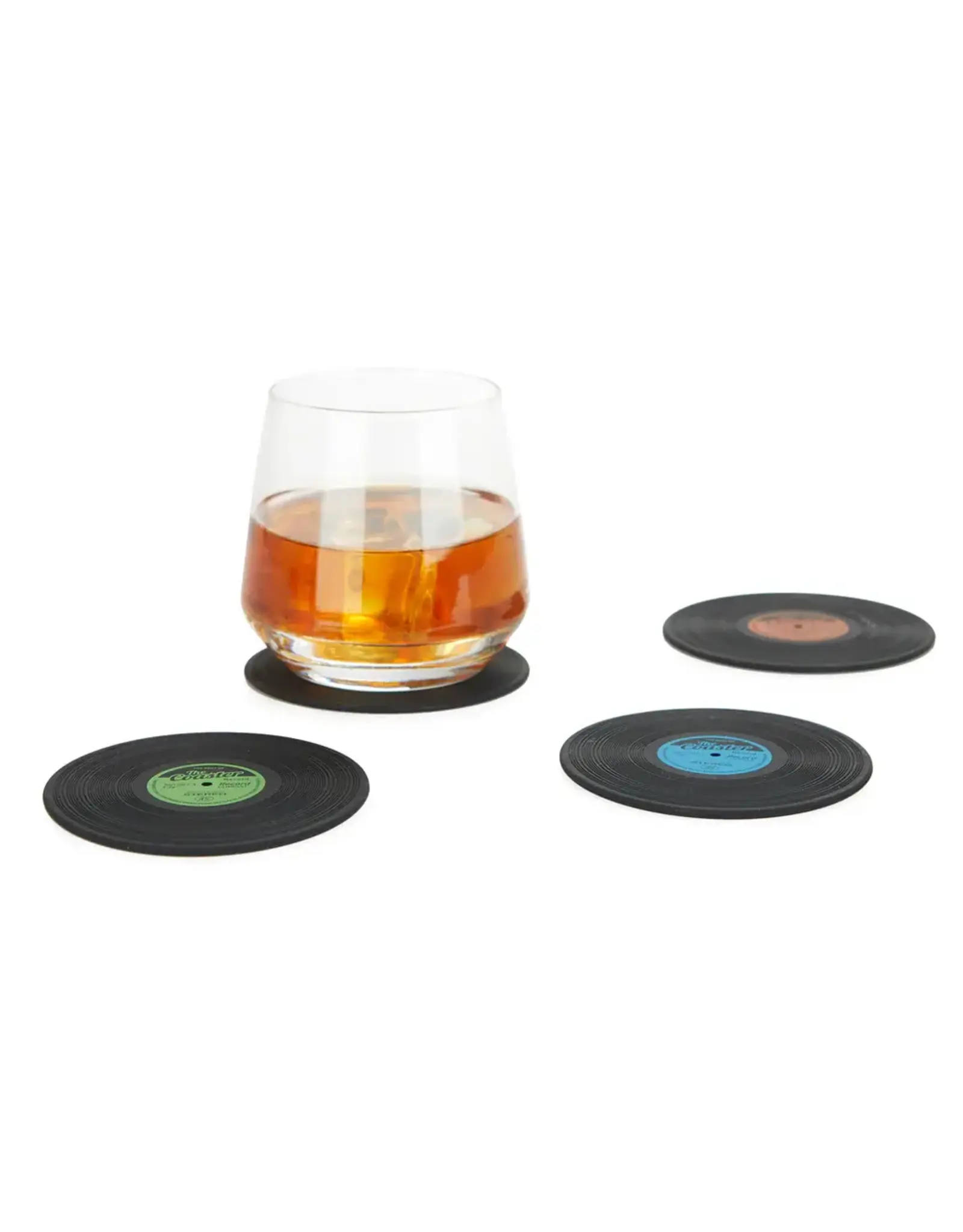 Balvi Glas onderzetters "Vinyl" 4 stuks