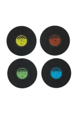 Balvi Glas onderzetters "Vinyl" 4 stuks