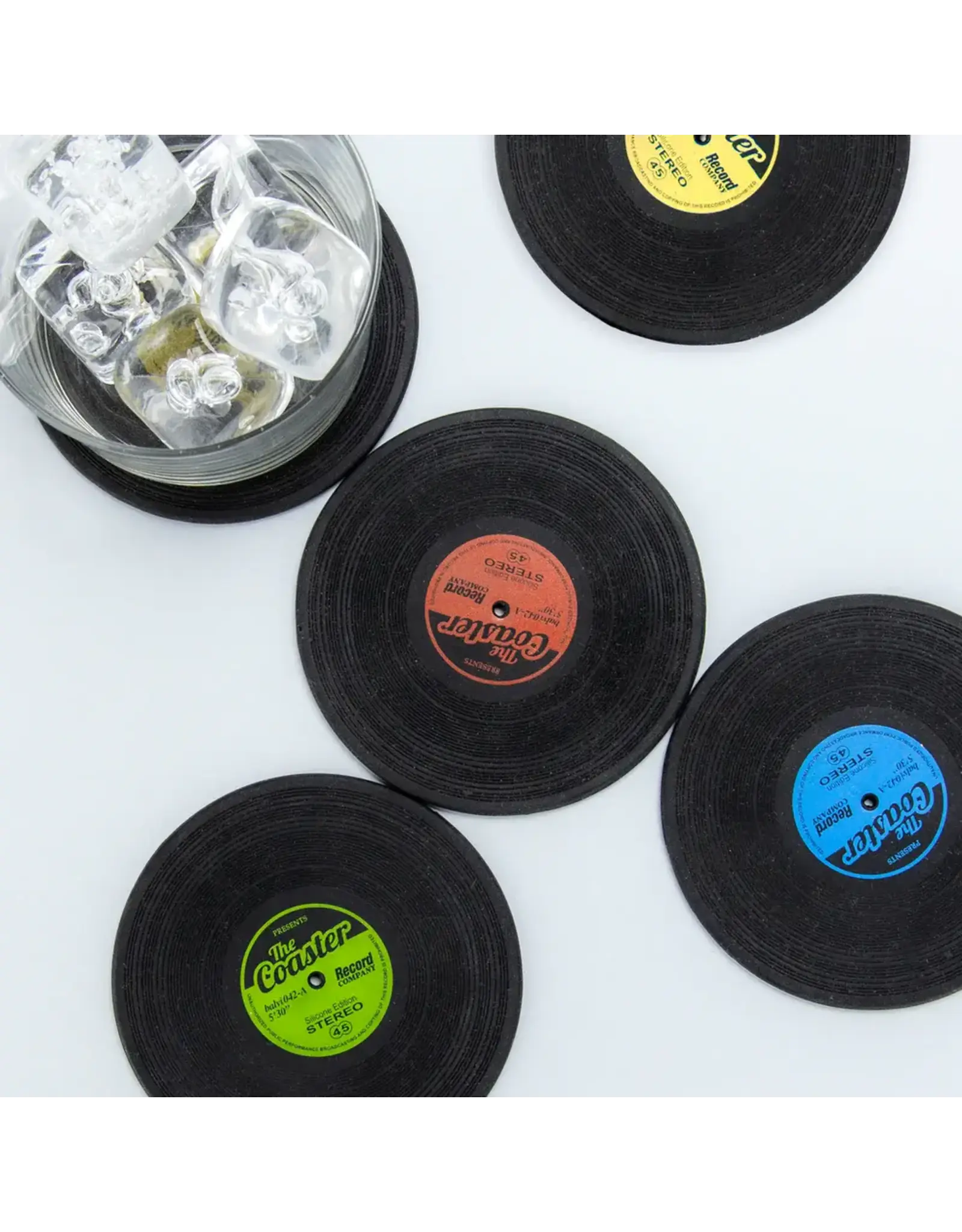 Balvi Glas onderzetters "Vinyl" 4 stuks