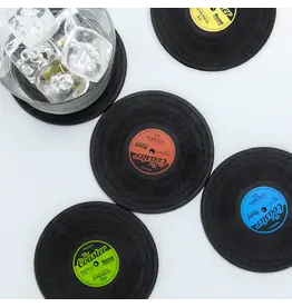 Balvi Glas onderzetters "Vinyl" 4 stuks