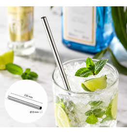 RVS Cocktailrietjes - 150 x 8 mm - Zilver