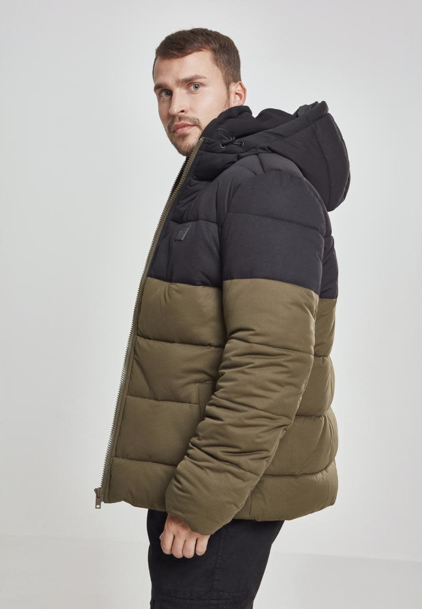 Hooded 2-Tone Puffer Jacket - Dope On Cotton