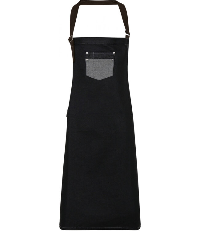 PREMIER  Division - Waxed look denim bib apron with faux leather