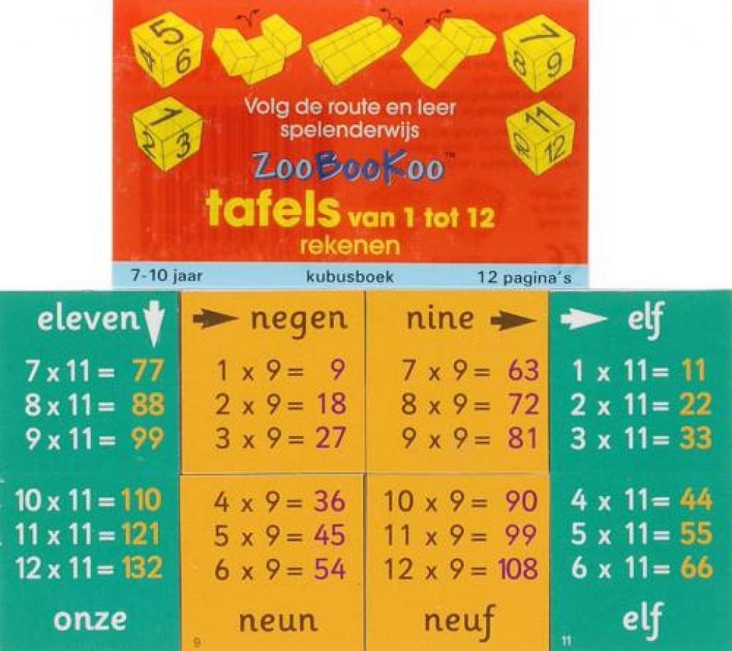 ZooBooKoo Kubusboek Tafels van 1 - 12