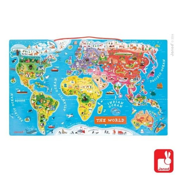 Janod Magnetische Wereldkaart in Engelse taal