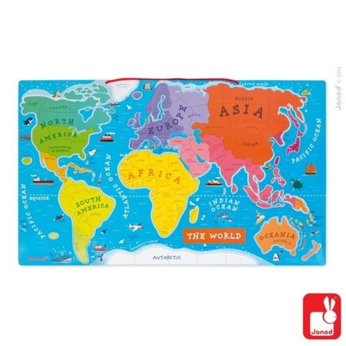 Janod Magnetische Wereldkaart in Engelse taal