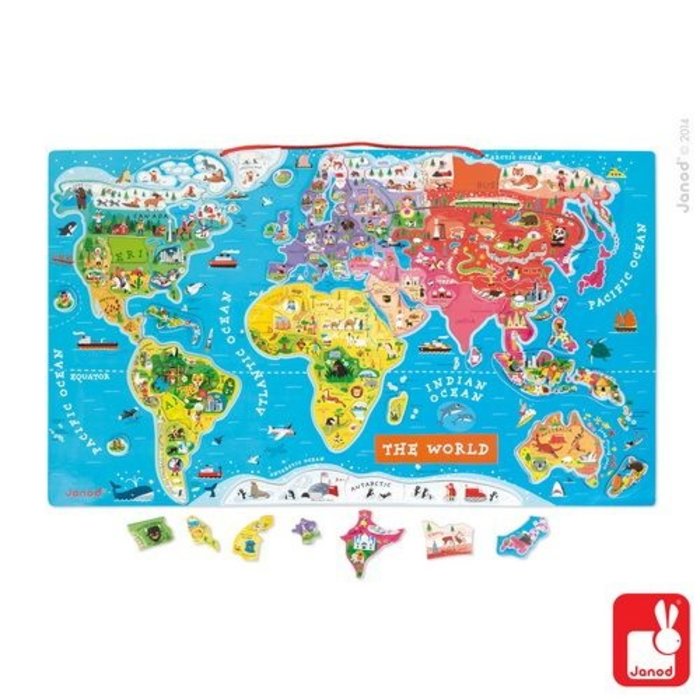Janod Magnetische Wereldkaart in Engelse taal