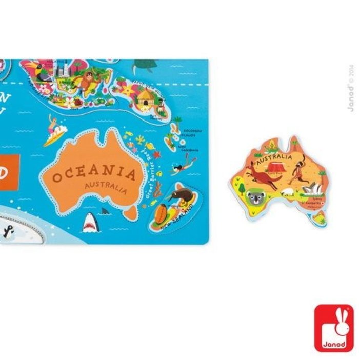 Janod Magnetische Wereldkaart in Engelse taal