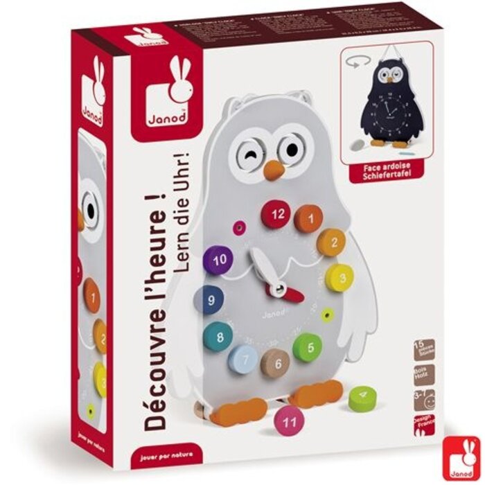 Janod Leren klok kijken en oefenen met deze houten klok