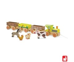 Janod Baby Story trein boerderij trekfiguur