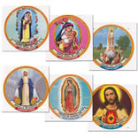 Round stickers with saint decorations, assorted