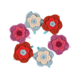 Hair slide with hand knitted flowers, large