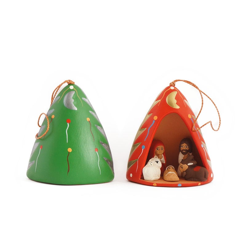 Nativity scene in Christmas tree, 3D, ceramics