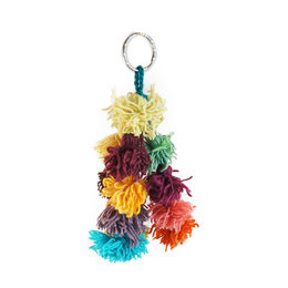 Woollen key hanger with pom-poms