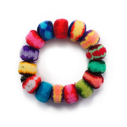 Rainbow bracelet with little velvet balls