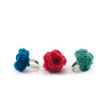 Ring, flower alpaca wool