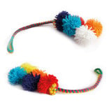 Brightly-coloured hanger with pom-poms