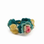 Crocheted bracelet flowers, 100% wool