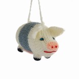 Hand knitted pig, cream-grey
