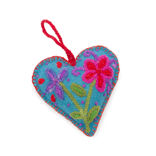 Heart decoration, multicolour, 100% sheep's wool