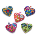 Heart decoration, multicolour, 100% sheep's wool