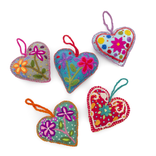 Heart decoration, multicolour, 100% sheep's wool