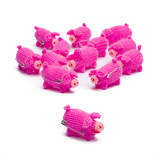 Brooch, knitted piglet, bright pink