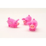 Brooch, knitted piglet, bright pink